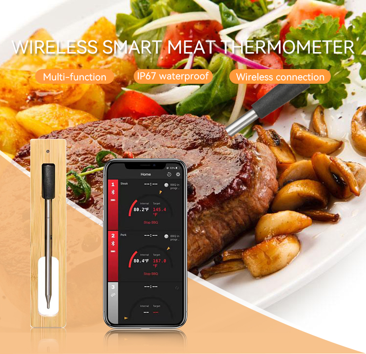 Wireless Smart Meat Thermometer,JW1907,42*35*32cm,Black