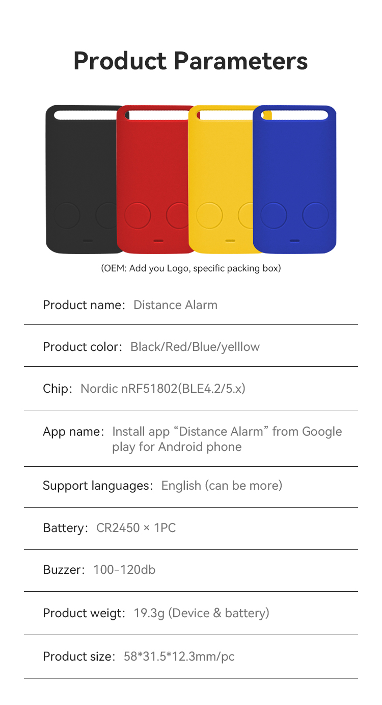 Distance Alarm with buzzer,JW1400DA,58*31.5*12.3mm,Black/Gray